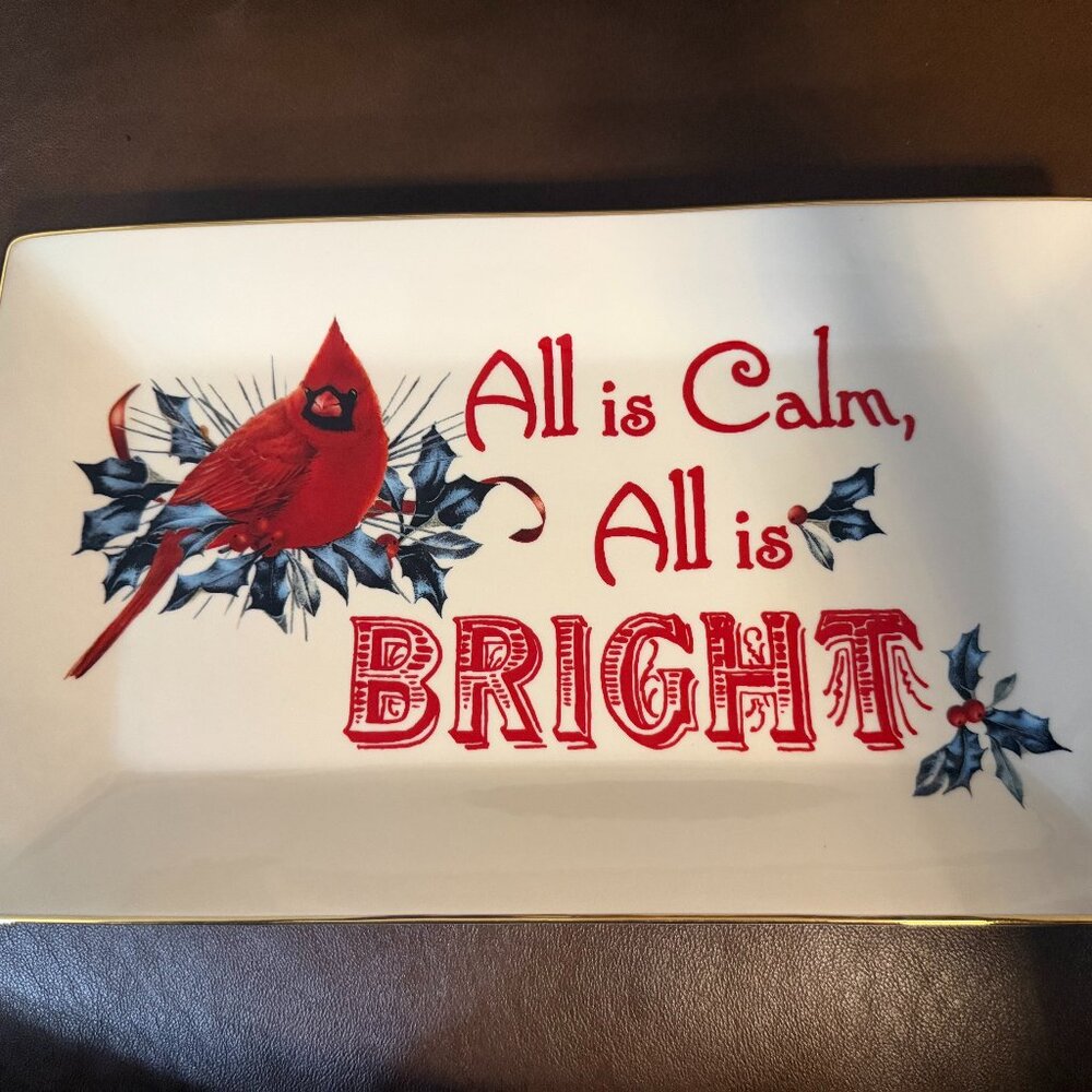 Lenox “All is Calm, All is Bright” Holiday Serving Tray – Cardinal Design
